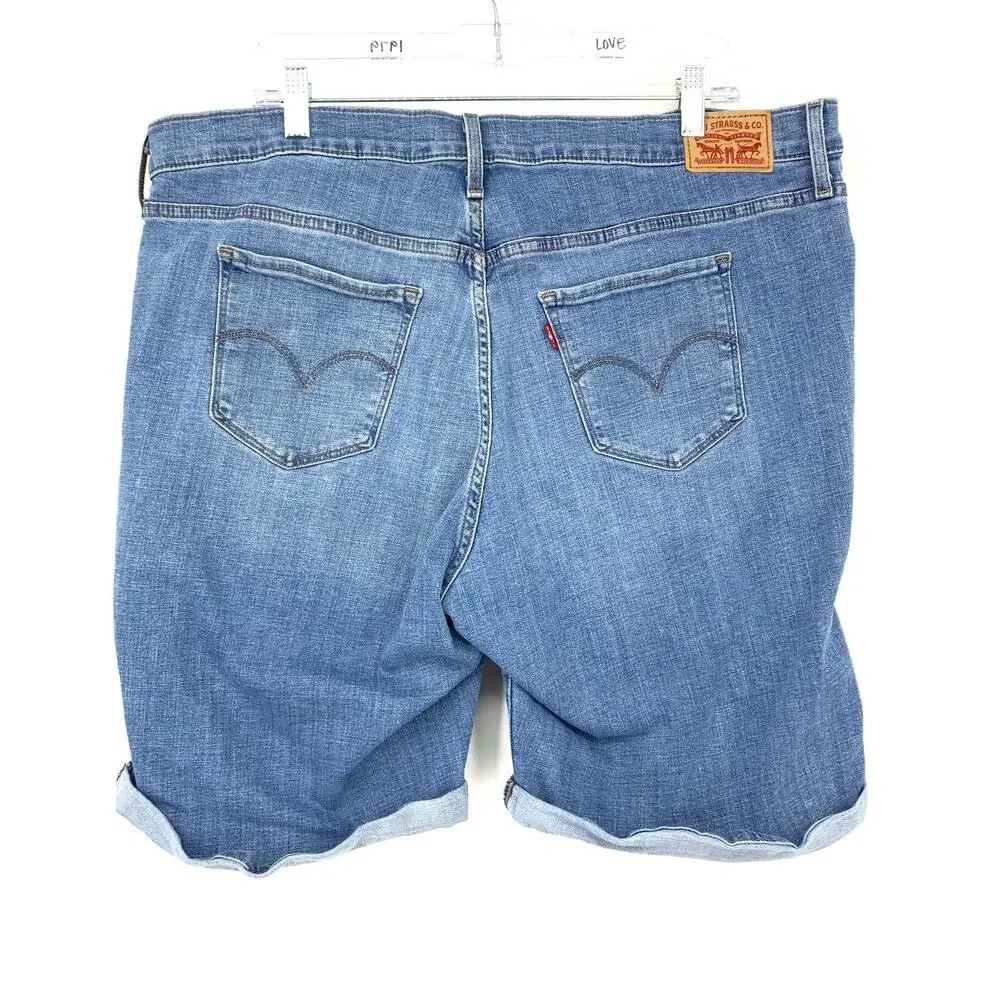 Levis Bermuda Shorts Womens Plus Size 20W Medium Wash Stretch Denim Mid Rise